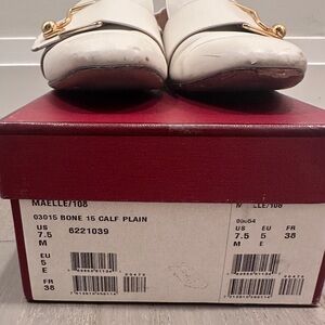Bally Bone Leather Loafers with Gold Horsebit